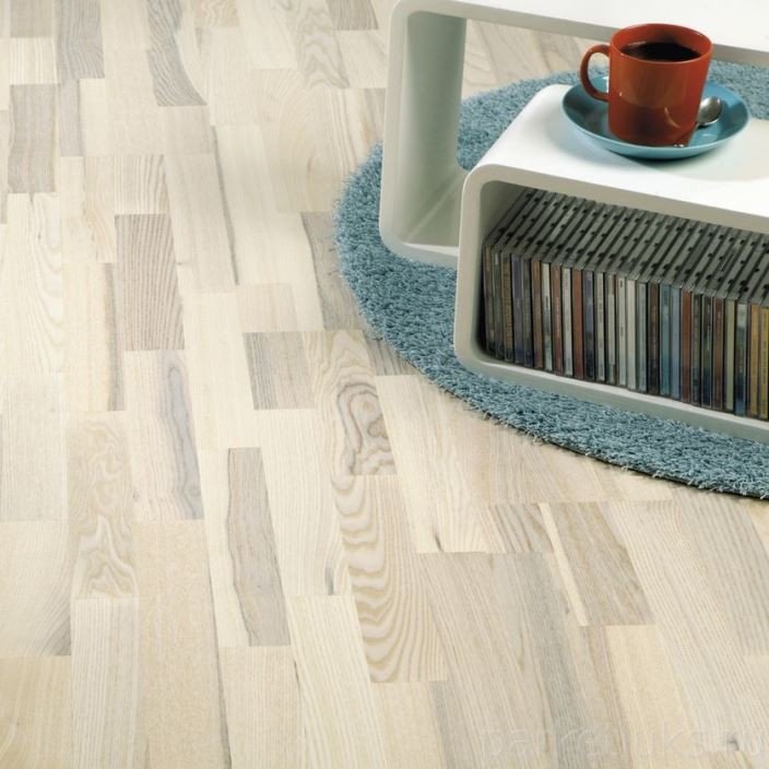 Паркетная доска Паркетная доска PolarWood Classic ash living white matt loc 3s